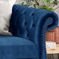 Classic 3 Seater Velvet Sofa In Navy Blue, Offering Timeless Elegance And Luxurious Comfort For Your Living Space, Featuring Plush Upholstery For Ultimate Relaxation And Stylish Entertaining Navy Blue Velvet Wood Primary Living Space Medium Soft Tight