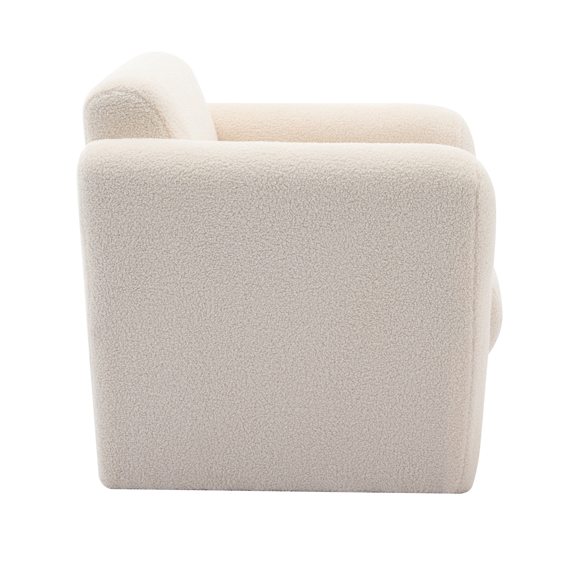 Modern Accent Chair Lambskin Sherpa Fabric Upholstered Comfy Reading Arm Chair Soft Padded Armchair With Back And Pillow For Living Room Bedroom Reception Waiting Room Office, Cream Cream Primary Living Space Upholstered