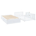 Twin Size Wood Daybed With Fence Guardrails And 2 Drawers, Split Into Independent Floor Bed & Daybed, White Old Sku :Lp000881Aak Twin White Solid Wood Mdf