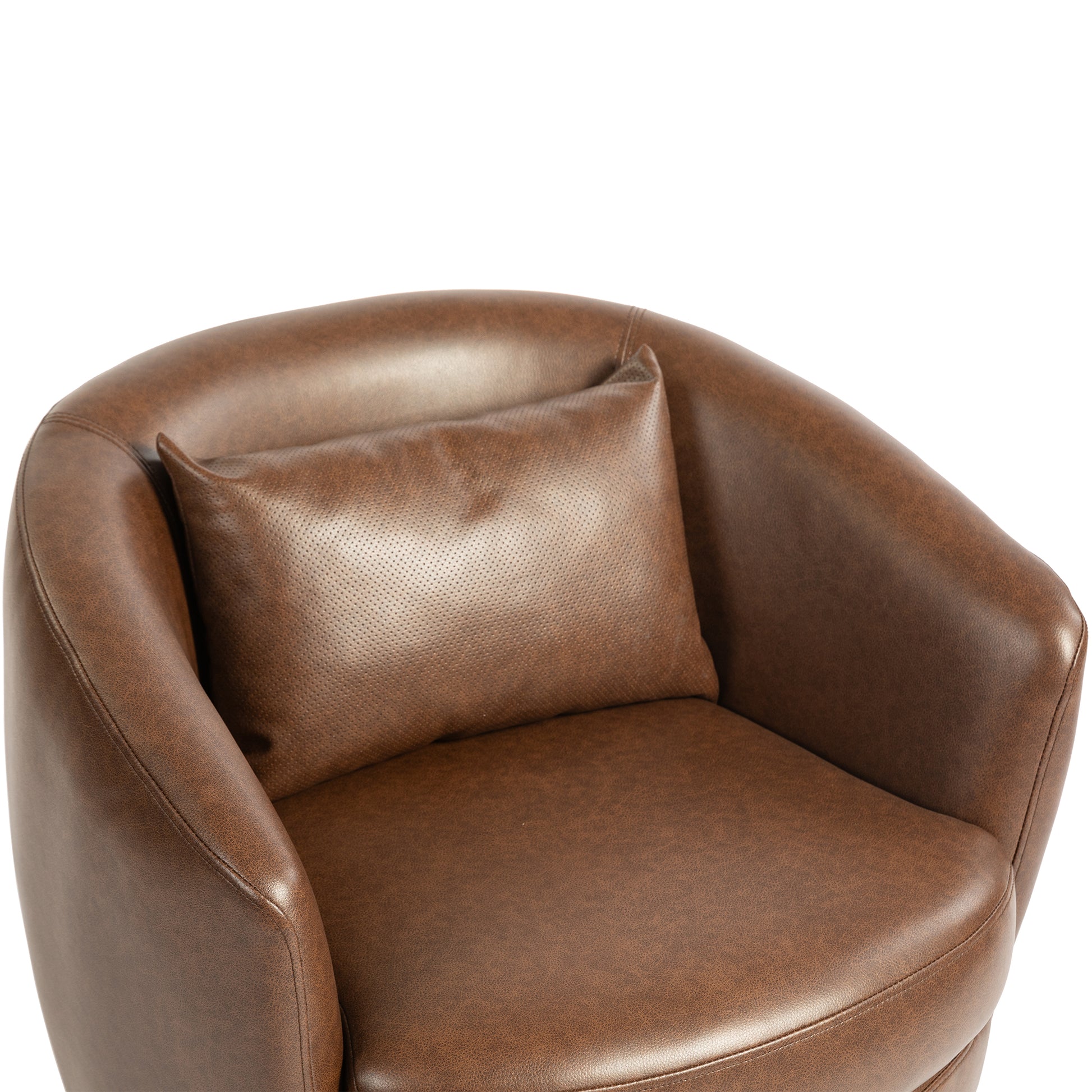 Upholstered Swivel Barrel Armchair With Storage Modern Living Room Side Chair For Bedroom Office Reading Spaces Pu Dark Brown Dark Brown Foam Upholstered