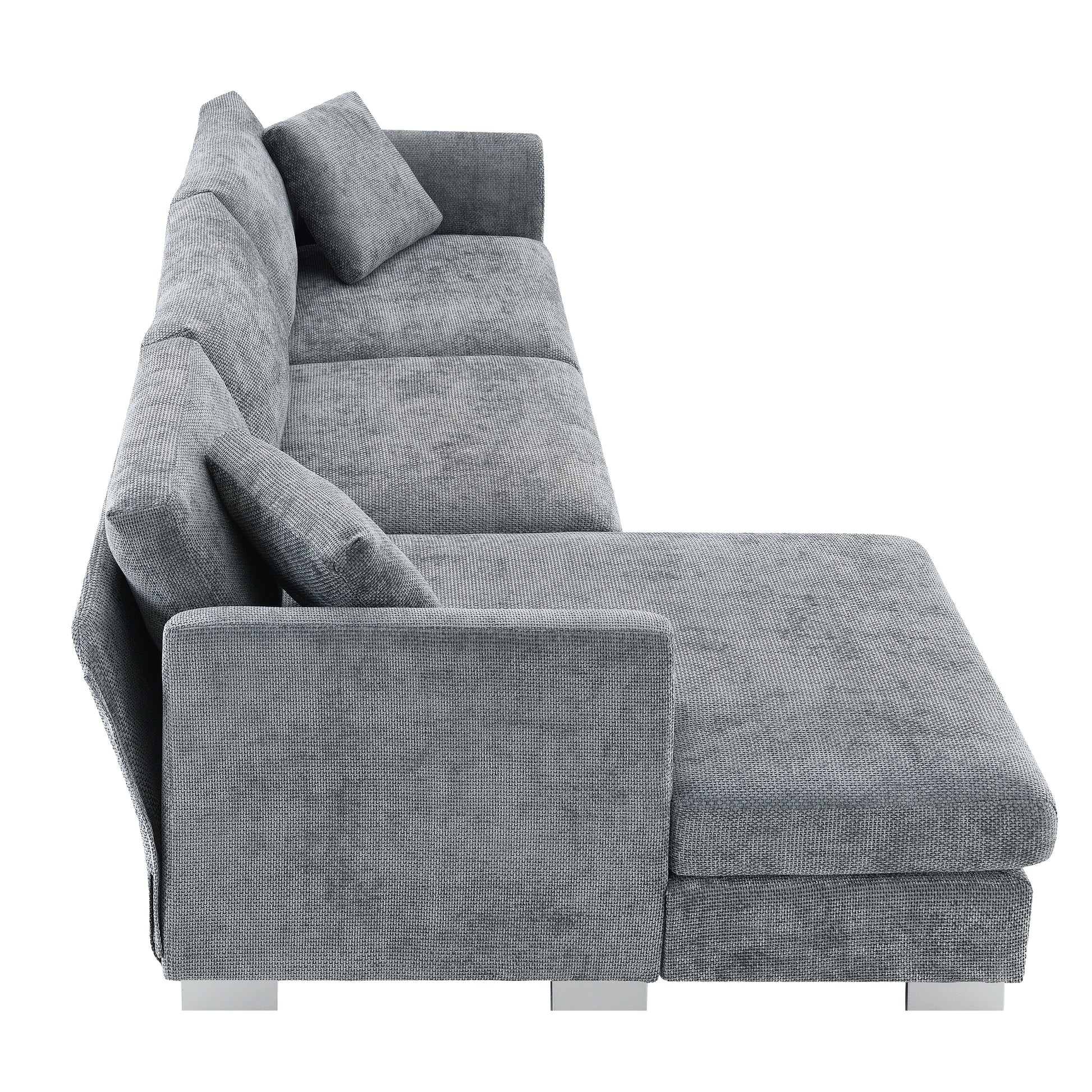 96*56" Modern Cloud Sectional Sofa,L Shaped Luxury Couch Set With 2 Free Pillows,4 Seat Chenille Indoor Furniture With Oversized Chaise For Living Room,Apartment,Office,3 Colors Gray Chenille 4 Seat