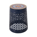 Cranbrook Side Table Dark Blue Ceramic Tile Iron