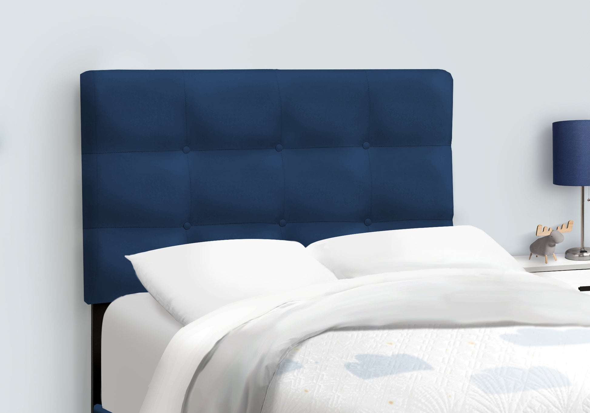Bed, Twin Size, Upholstered, Bedroom, Frame Only, Youth, Teen, Juvenile, Blue Velvet, Transitional Navy Blue Foam Velvet