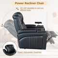 Pu Leather Power Recliner Home Theater Recliner With Power Adjustable Headrest, Wireless Charging Device, Usb Port, Storage Arms, Cup Holder And Swivel Tray Table For Living Room, Black Black Foam Pu Leather