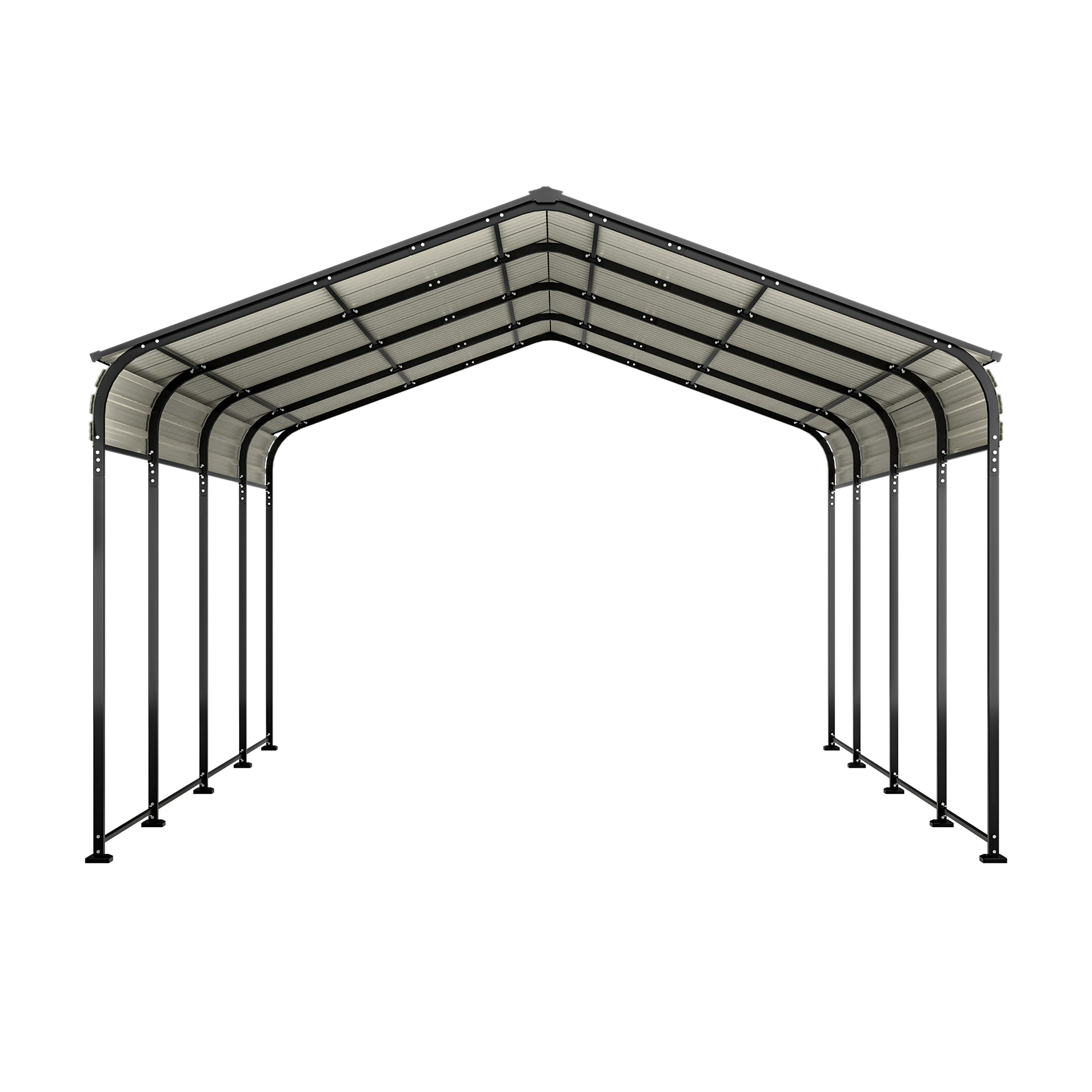 12X20 Ft Metal Carport, Outdoor Car Shelter All Weather, Heavy Duty Outdoor Galvanized Car Shelter For Car Boat Truck And Suvs Black Anthracite Metal