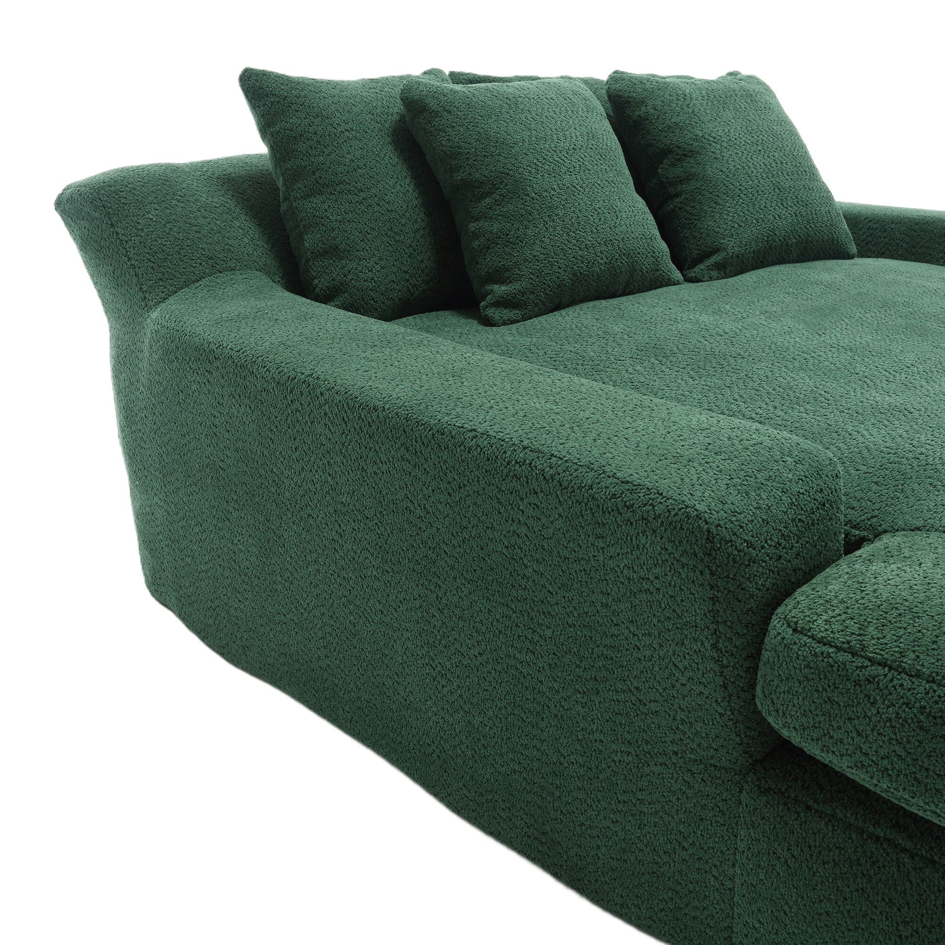 Coolmore Seersucker 2 Seater Lazy Sofa With 5 Back Pillows,Comfy Sofa Deep Seat Couch For Living Room,Club Emerald Emerald Chenille 2 Seat