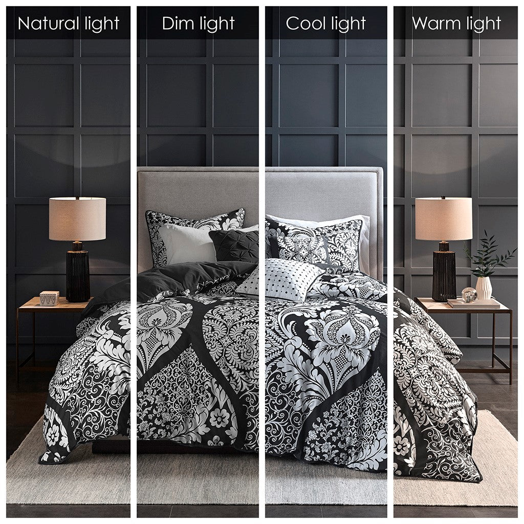 6 Piece Printed Duvet Cover Set Queen Multicolor Polyester