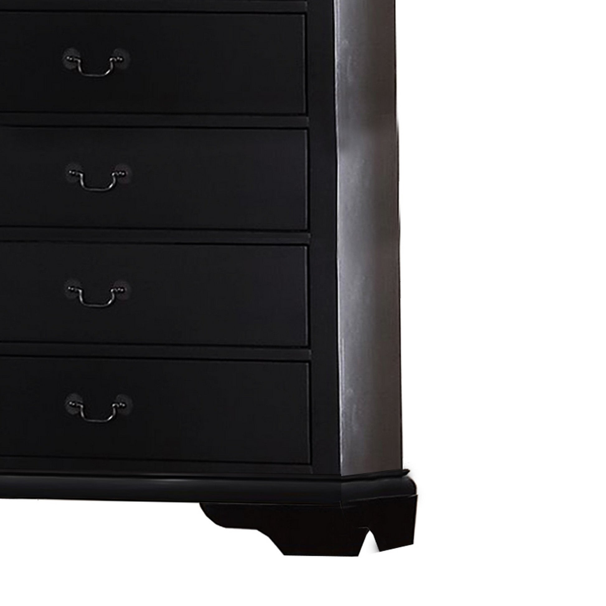 Smartly Groomed Pine Wood, Plywood & Birch Veneer Chest, Black Black Wood