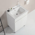 24 Inch Wavy Bathroom Cabinet With Ceramic Sink White Solid Wood