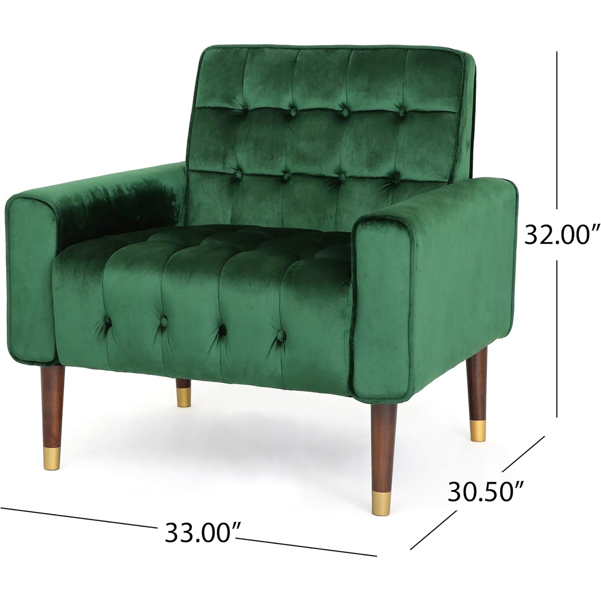 Mirod Comfy Arm Chair With Tufted Backmodern For Living Room, Bedroom And Study Emerald Velvet