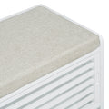 Distressed Shutter Storage Bench With Acacia Veneer For Retro Charm For Living Room, Entryway White White Mdf
