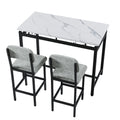 Kitchen Table Set, Dining Table And Chairs For 2, 3 Piece Dining Room Table Set With 2 Upholstered Chairs, Bar Dining Table Set For Small Spaces, Apartment, Breakfast, Pub, Rustic Black Gray Seats 2 Mdf