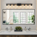 8 Lights Farmhouse Vanity Lights Fixture Rustic Bathroom Light Fixture Bathroom Sconce Without Bulbs Black Glass,Iron