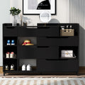 Shoe Storage Cabinet For Entryway With Drawers And Shelves, Modern Shoe Organizer Cabinet, Free Standing Shoe Rack For Hallway, Living Room Black Mdf