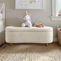 Boucle Flip Top Storage Bench Cream See Below Cream Wood
