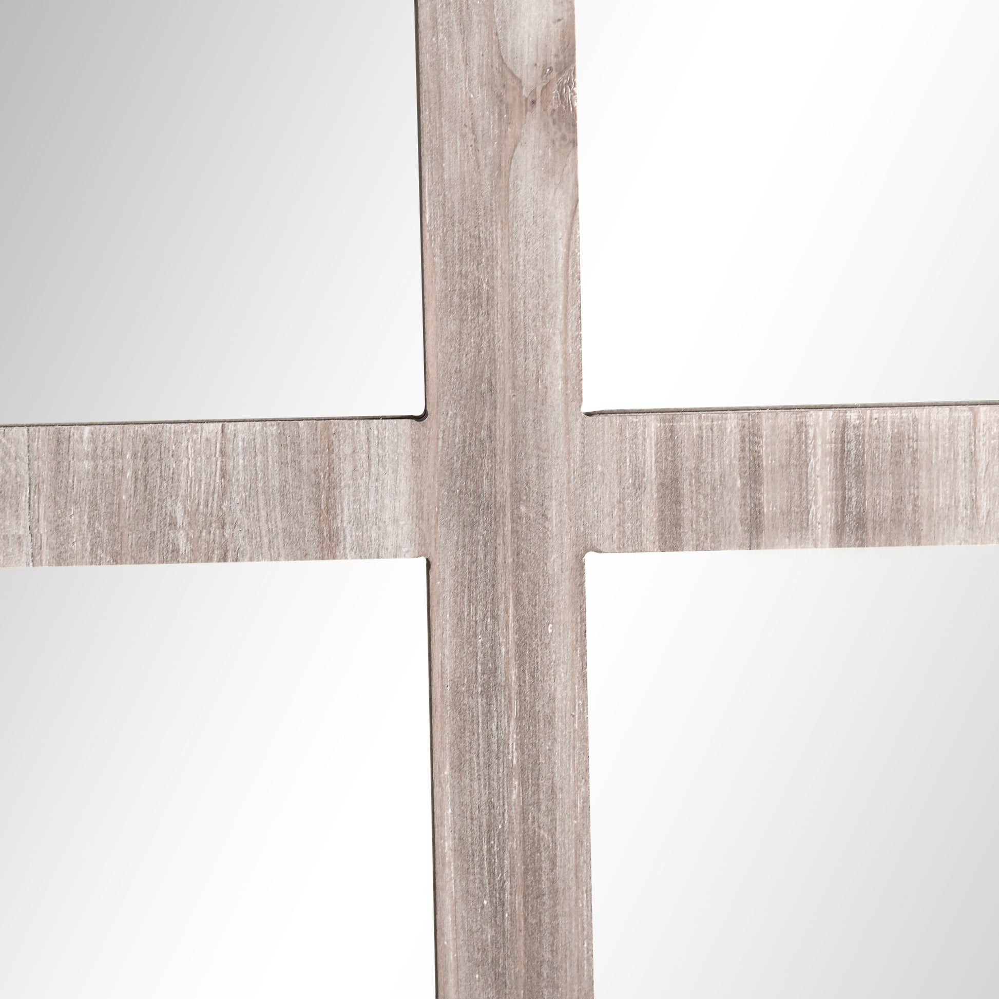 Homcom 41" X 31.5" Large Rustic Wall Mirror, Arch Window Mirror For Wall Decor In Living Room, Bedroom, Entryway, Natural Natural Wood Mdf