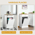 Homcom Kitchen Tilt Out Trash Bin Cabinet Free Standing Recycling Cabinet Trash Can Holder With Drawer, White White Mdf