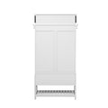 Hall Tree With 6 Hooks And Hinged Lid, Coat Hanger, Entryway Bench, Storage Bench, 3 In 1 Design, 69Inch, For Entrance, Hallway White Mdf