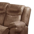 Betty 86 Inch Manual Reclining Sofa, Pull Tab Footrest Mechanism, Brown Brown Faux Leather