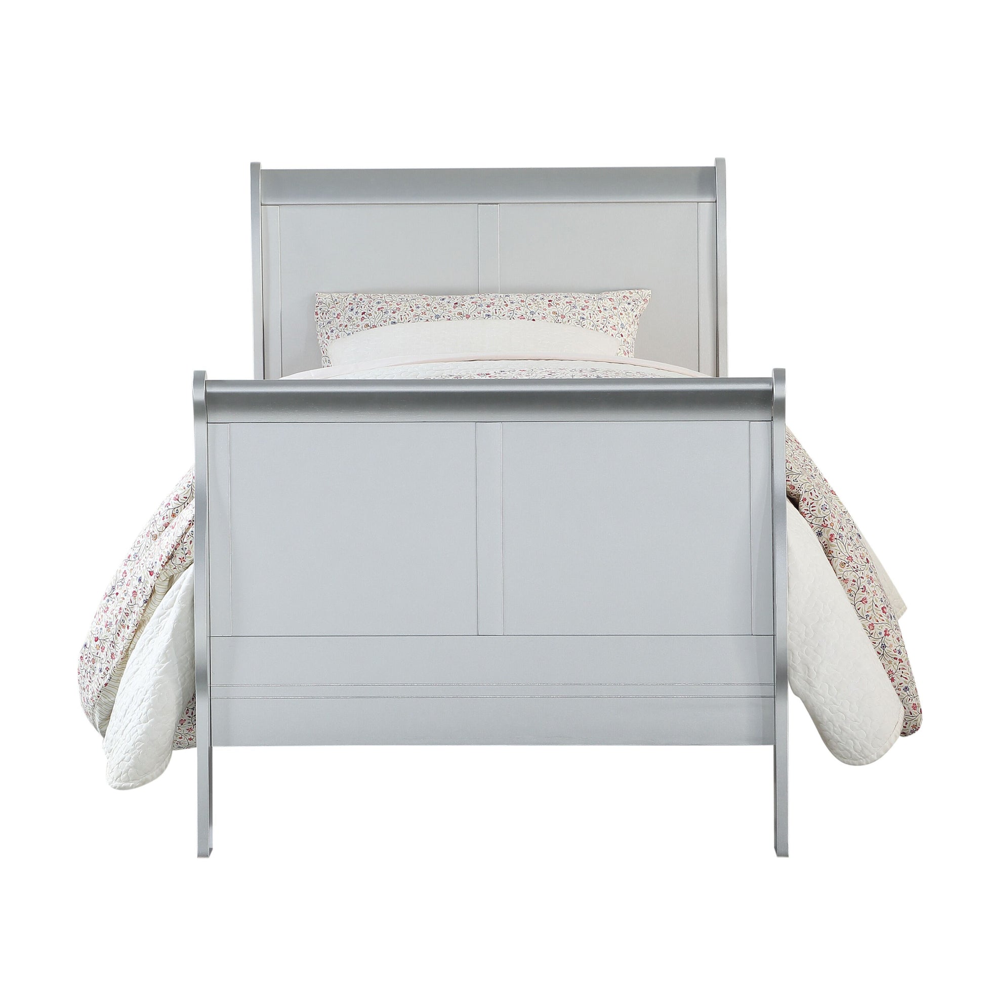Platinum Twin Sleigh Bed Box Spring Required Twin White Wood Casual Panel Wood