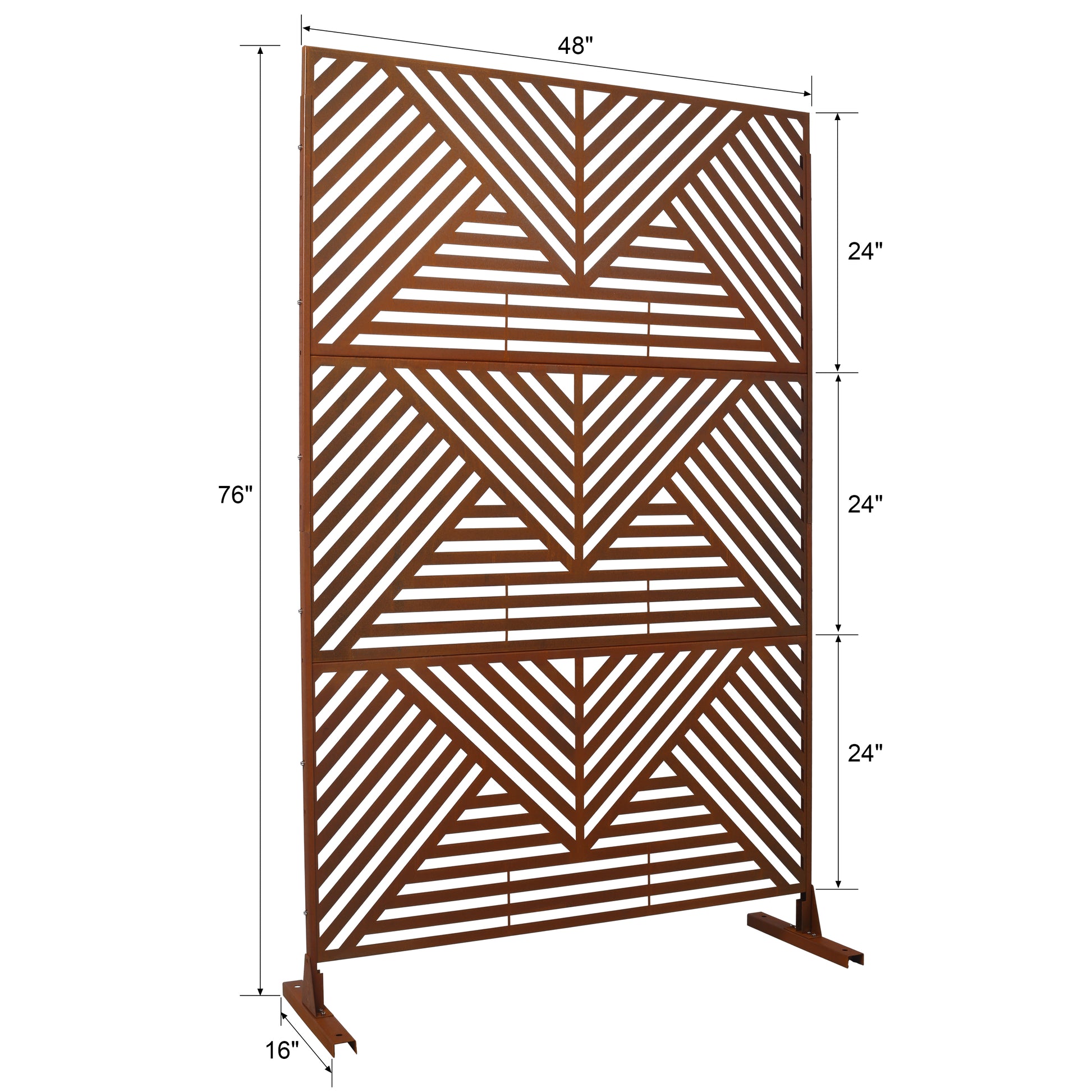 Outdoor & Indoor Privacy Screen Metal Privacy Screen 76" H 48" W, Freestanding Decorative Privacy Screen For Deck Balcony Patio, Privacy Fence Panels For Outside Lawn Garden Ps101 Rusty Rust Red Steel