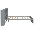 Full Size Platform Bed With Storage Headboard And Lockers, Gray Full Box Spring Not Required Gray Wood Bedroom Solid Wood Mdf