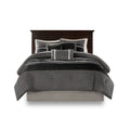 7 Pc Pieced Faux Suede Comforter Set Black Cal King California King Black Polyester