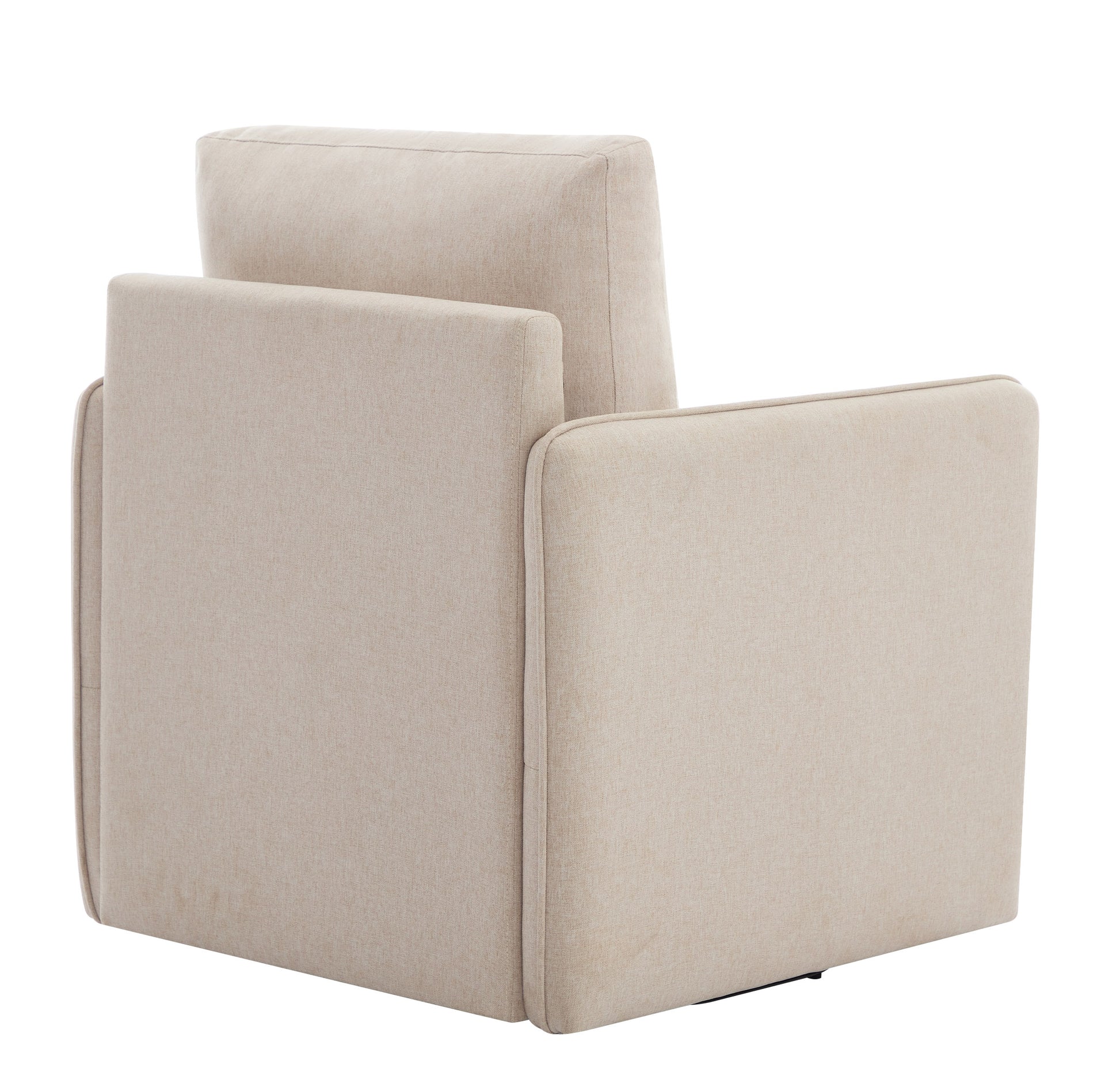 Swivel Accent Chair, Comfy Single Sofa Chair With Storage, Modern Arm Chair For Living Room, Fabric Swivel Armchair With Metal Base Beige Beige Brown Linen