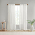 Yarn Dye Sheer Curtain Panel Pair 2 Pcs Window Panels White Polyester