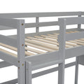 Twin Loft Bed With Built In Desk And Bookcase Of Three Compartments, Guardrails And Ladder,Grey Twin Grey Pine