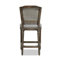 Triomphe Rattan Wicker High Back Armless Counter Bar Stool, Heathered Grey Linen Gray Foam Wood Fabric Rattan