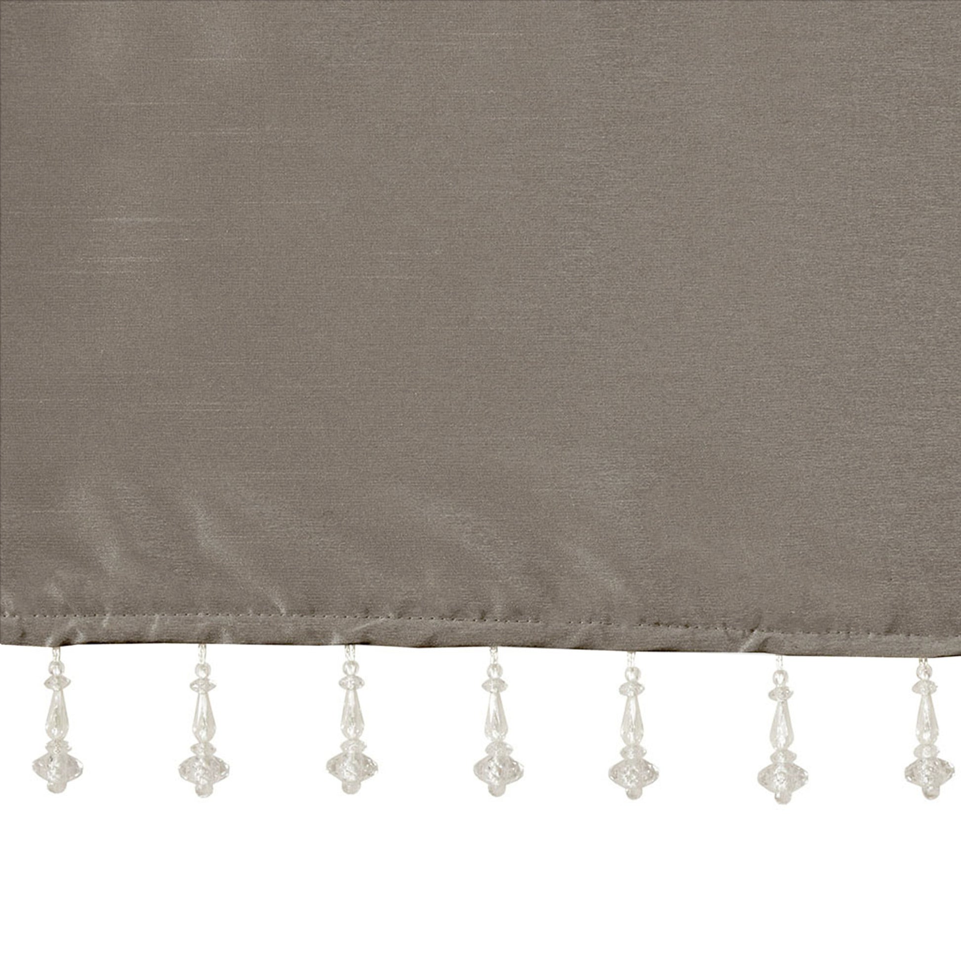 Lightweight Faux Silk Valance With Beads Pewter 50X26" Pewter Microfiber