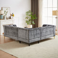 81.5 Inch Chenille Corner Sofal Shaped Sectional Couch, 5 Seater Corner Sofas With 3 Cushions For Living Room, Bedroom, Apartment, Office Grey Foam Chenille 5 Seat