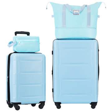 2 Piece Luggage Set With Bags Expanable Spinner Wheels Abs Lightweight Suitcase With Tsa Lock 20Inch 24Inch Light Blue Abs