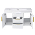 36'' Wall Mounted Bathroom Vanity With Resin Sink, Floating Bathroom Storage Cabinet With 2 Drawers, Solid Wood Bathroom Cabinet White Bathroom Modern Mdf
