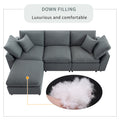 Down Filled Upholstery Convertible Sectional Sofa, L Shaped Couch With Reversible Chaise Dark Gray Polyester 4 Seat