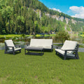 Hips 3 Seater Sofa With Cushion, Outdoor Garden Sofa, Sofa Set For Porch, Poolside, Terrace, And Yard Grey Beige Grey Hdpe