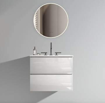 Tia 24" Wall Mount White Glossy Bathroom Vanity With Ceramic Sink With Three Faucet Holes, Large Storage Floating Bathroom Vanity For Bathroom, One Piece Sink Basin Without Drain, Pre Assembled