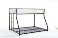 Adam Twin Full Bunk Black With White Mesh Guard Rail Box Spring Not Required Twin Black Metal Bedroom Bunk Metal