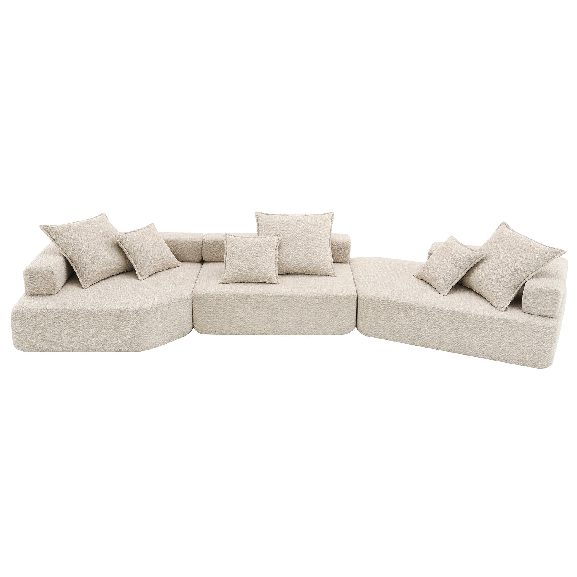 Oversized Modular Sectional Sofa,Luxury Boucle Floor Couch Set,Convertible Sleeper Couch,Spacious Foam Filled Sofa Bed For Living Room,3 Pc Free Combination,2 Colors Beige Boucle 5 Seat