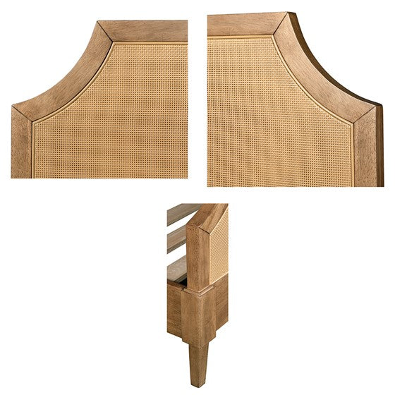 Woven Cane Queen Platform Bed Natural Wood