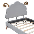 Twin Size Upholstered Platform Bed With Sheep Shaped Headboard, Gray Twin Gray Plywood