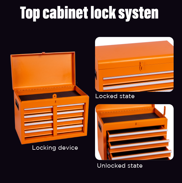 Tool Chest, 5 Drawer Rolling Tool Storage Cabinet With Detachable Top Tool Box, Liner, Universal Lockable Wheels, Adjustable Shelf, Locking Mechanism, Metal Tool Cart For Garage Workshop Orange