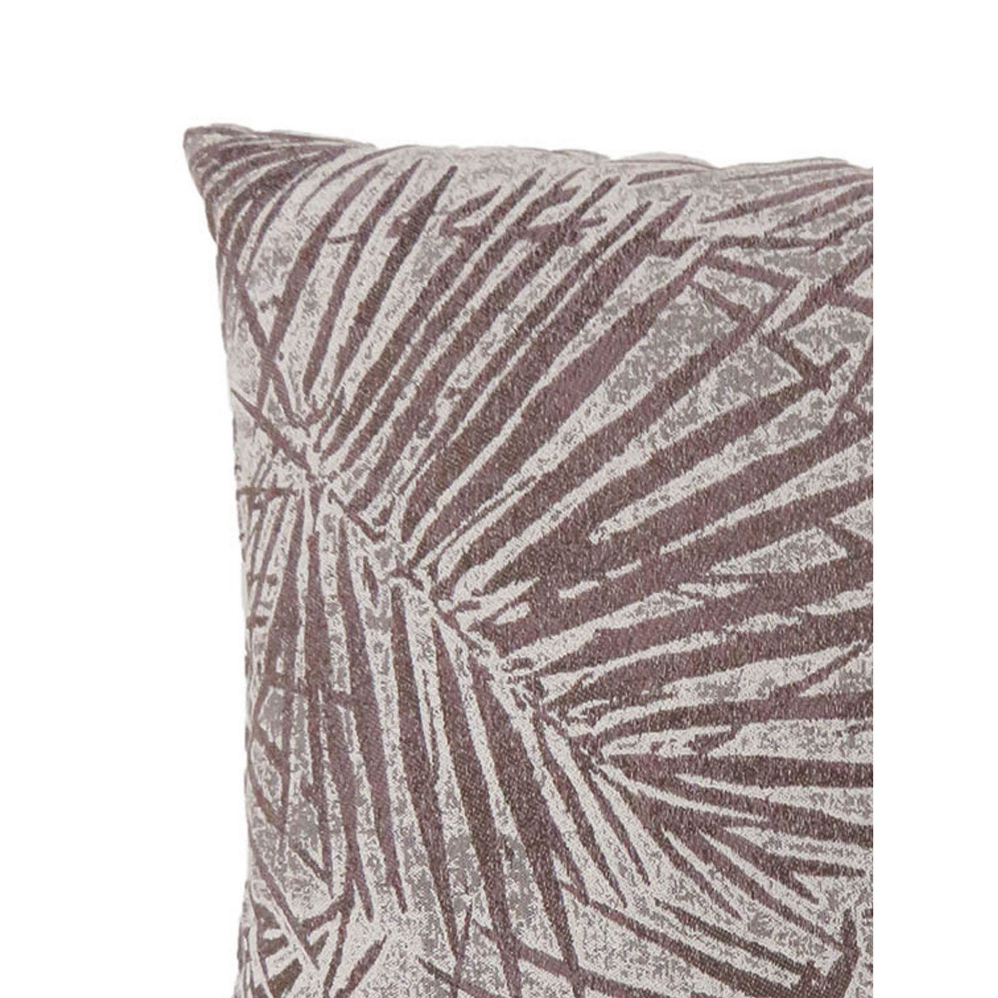 Contemporary Style Palm Leaves Designed Set Of 2 Throw Pillows, Brown Brown Polyester