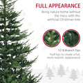 Homcom 7.5 Foot Artificial Christmas Tree, Pine Hinged Xmas Tree With 1218 Realistic Branches, Steel Base, Auto Open, Green Green Plastic