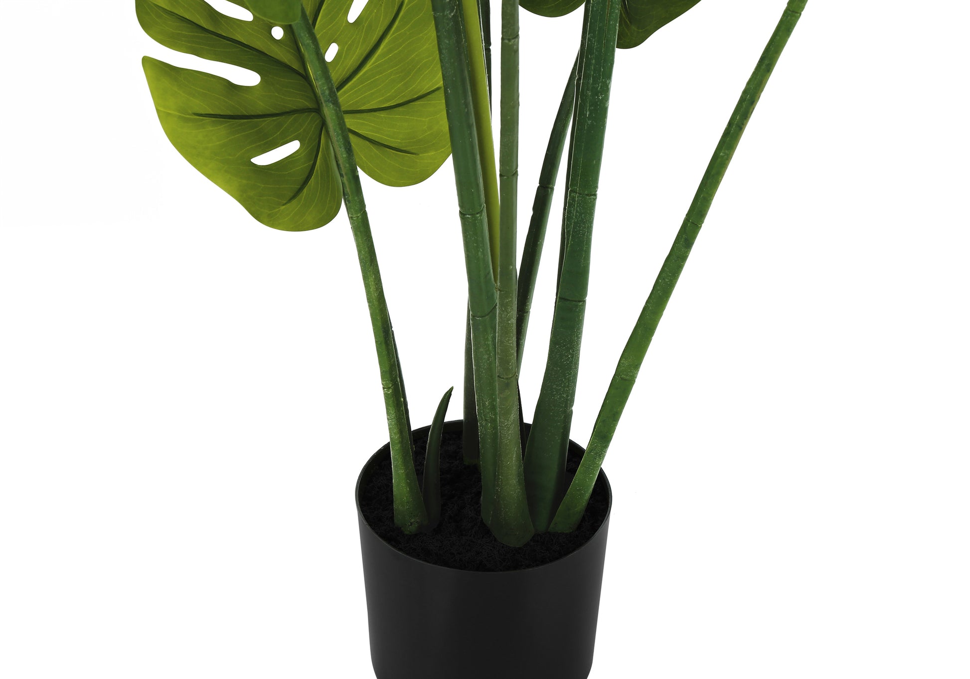 Artificial Plant, 45" Tall, Monstera Tree, Indoor, Faux, Fake, Floor, Greenery, Potted, Real Touch, Decorative, Green Leaves, Black Pot Green Foam Plastic