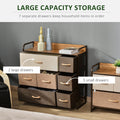 Homcom 7 Drawer Dresser, Fabric Drawers, 3 Tier Storage Organizer For Bedroom Entryway, Tower Unit With Steel Frame Wooden Top, Maple Wood Brown Mdf