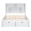 Full Size Platform Bed With Storage Headboard And 2 Drawers, White Box Spring Not Required Full White Wood Bedroom Bed Frame Solid Wood Mdf