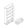 Modern Bookcase With 4 Shelves 2 Drawers In Distressed Red Cocoa Dark Brown Mdf