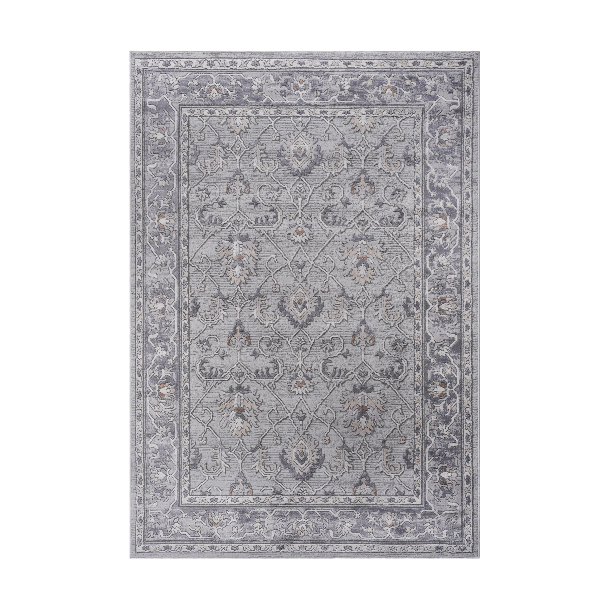 Naar Marfi Collection 6X9 Ivory Grey Oriental Non Shedding Living Room Bedroom Dining Home Office Stylish And Stain Resistant Area Rug Ivory Grey Polyester